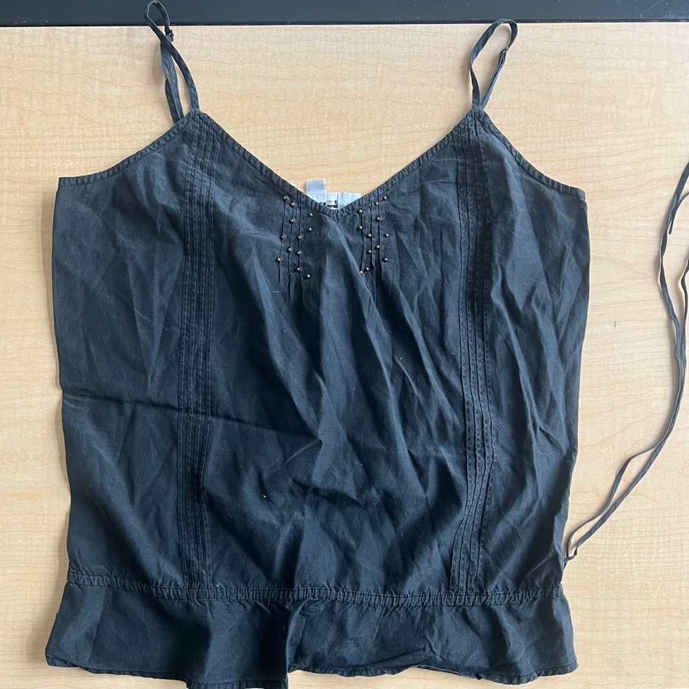 Calvin Klein Blue Smocked Tie Front Camisole